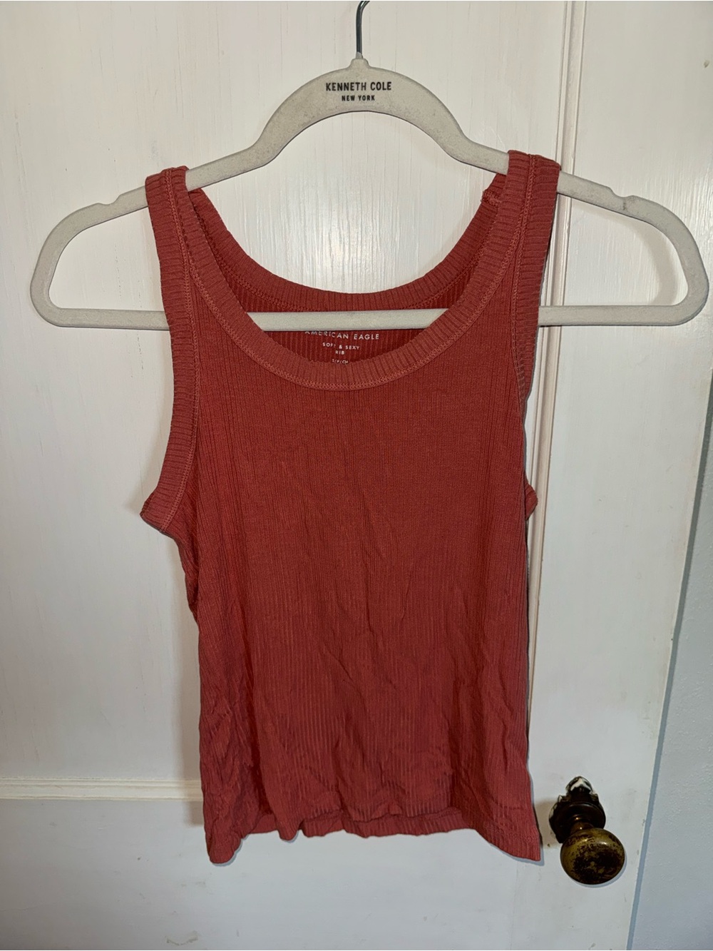 American Eagle Outfitters Coral Ribbed Tank Top